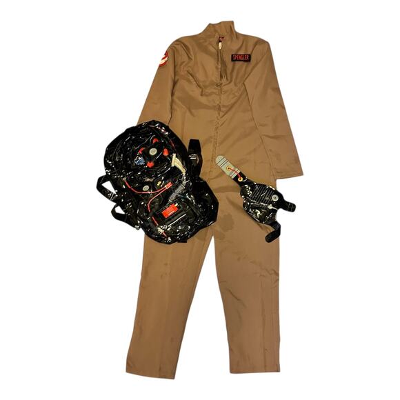 Ghostbusters Jumpsuit Halloween Costume Kids L 12/14 Cosplay Inflatable Backpack - Picture 1 of 13